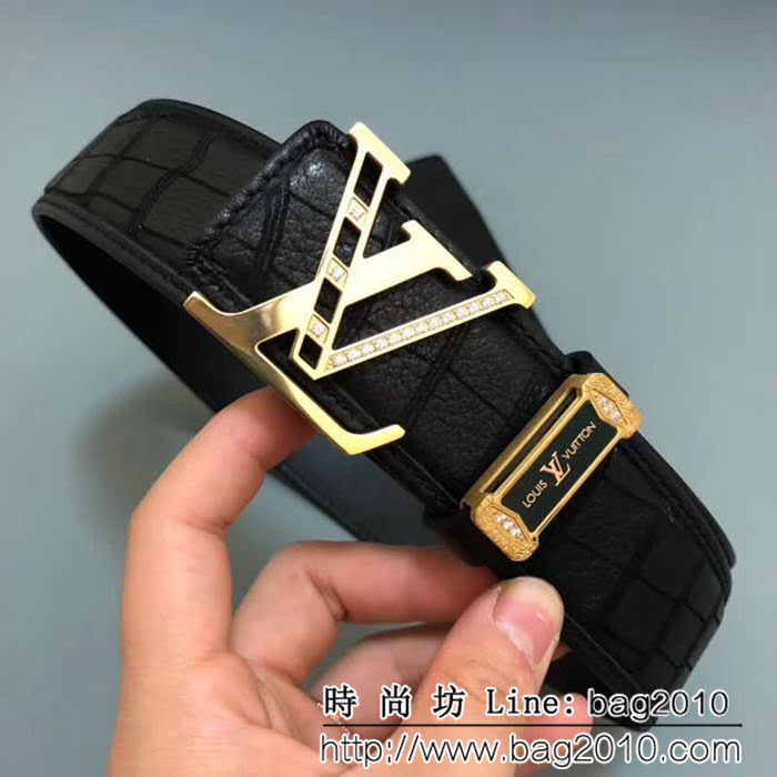 路易威登LV 南非野生鹿皮 鑲鑽 高端男士皮帶 LHG1797